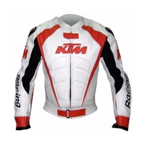 White KTM Motorbike Racing Leather Jacket - Image 1