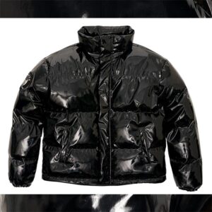 Avirex Gloss-Finish Channel-Quilted Down Black Puffer Jacket - Image 1