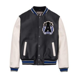 Classic Black White Avirex USA Varsity Leather Jacket - Image 1