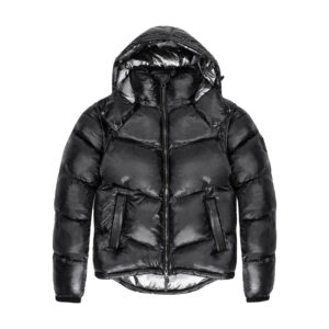 Premium Black Sustainable Nylon Puffer High-Quality Winter Hood and Sleeves Jacket - Image 2