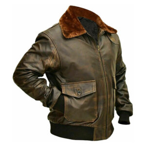 Air force Distressed Brown G1 Aviator A2 Bomber Leather Stylish Front Zipper  Genuine Leather Jacket - Image 2