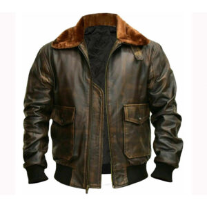 Air force Distressed Brown G1 Aviator A2 Bomber Leather Stylish Front Zipper  Genuine Leather Jacket - Image 1