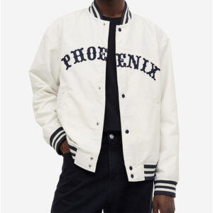 Vintage-Inspired White Baseball Fashionable High Quality Nylon Material Jacket - Image 3