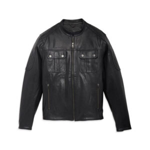 Handmade Harley-Davidson Mechanic Classic Black Premium Quality Leather Jacket - Image 1