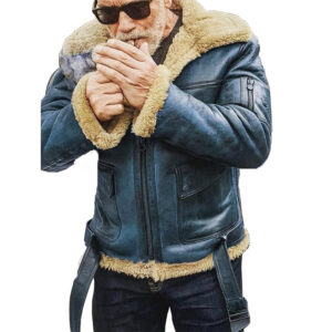 B3 Bomber Sheepskin Aviator Men Brown Leather Jacket - Image 5