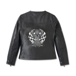 Harley-Davidson 120th Anniversary Black Racer High Quality Cowhide Leather Jacket - Image 2