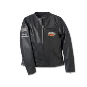 Harley-Davidson 120th Anniversary Black Racer High Quality Cowhide Leather Jacket - Image 1