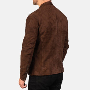 Men’s Premium Charcoal Mocha Suede Motorcycle Jacket - Image 2