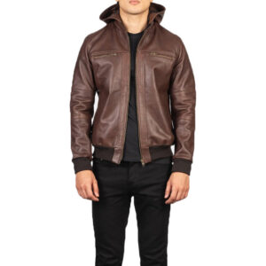 Iconic Men’s Handmade Brown Leather Bomber Jacket  Stylish Winter Outwear for Men - Image 1