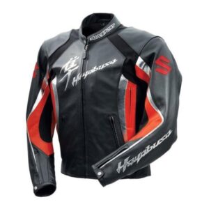 Suzuki Hayabusa Red Motorcycle Racing Leather Jacket - Image 1