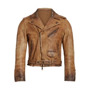 Brown Locklear Weathered Leather Jacket - Image 2