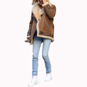 Suede BF3 Fur Shearling Sheepskin Leather Aviator Jacket - Image 1