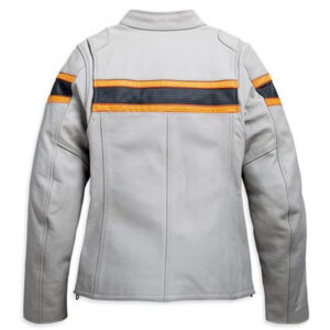 Premium Harley-Davidson Sidari White Motorcycle Leather Jacket - Image 2