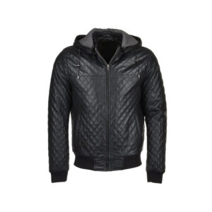 Real Leather Black Bomber Quilted High Quality Sheepskin Stylish Slim Leather Jacket - Image 1