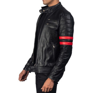 Handmade Black Motorcycle Premium Quality Sheepskin Leather Jacket - Image 2