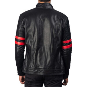 Handmade Black Motorcycle Premium Quality Sheepskin Leather Jacket - Image 3