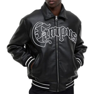 Premium Black Baseball Varsity Loose Outwear Genuine Sheep Stylish Leather Jacket - Image 3