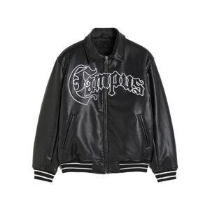 Premium Black Baseball Varsity Loose Outwear Genuine Sheep Stylish Leather Jacket - Image 1