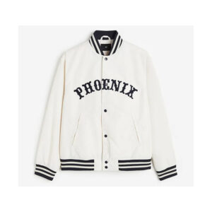 Vintage-Inspired White Baseball Fashionable High Quality Nylon Material Jacket - Image 1