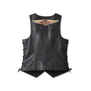 Stylish Harley Davidson 120th Anniversary Black Motorcycle Leather Vest - Image 1