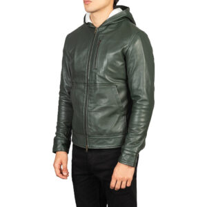 Stylish Olive Bomber Winter Jacket Iconic Hooded Outwear for Men - Image 3