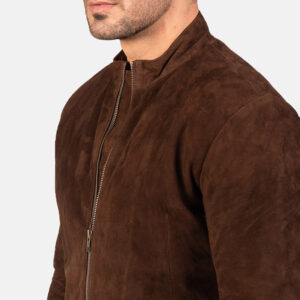 Men’s Premium Charcoal Mocha Suede Motorcycle Jacket - Image 4