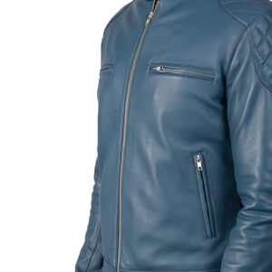 Stylish Blue Motorcycle Leather Jacket  Premium Riding Outwear for Men - Image 3