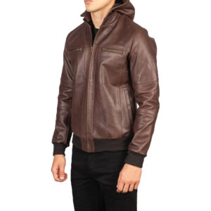 Iconic Men’s Handmade Brown Leather Bomber Jacket  Stylish Winter Outwear for Men - Image 3