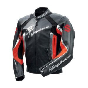 Suzuki Hayabusa Red Motorcycle Racing Leather Jacket - Image 2