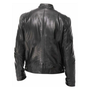 Retro Motorcycle Biker Style Leather Jacket - Image 3