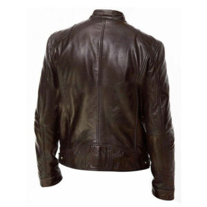 Retro Motorcycle Biker Style Leather Jacket - Image 4