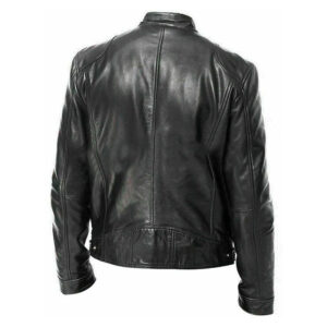 Black Cowhide Premium Leather Motorcycle Biker Jacket - Image 2