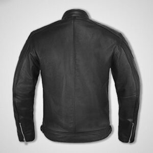 Black Lambskin Leather Biker Style Handmade Jacket - Image 2