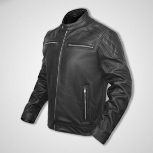 Black Lambskin Leather Biker Style Handmade Jacket - Image 3