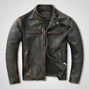 Handmade Genuine Leather Bike Style Jacket - Image 1