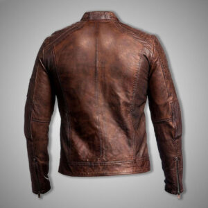 Cafe Race Vintage Brown Genuine Leather Jacket - Image 2