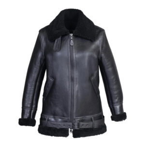 High Quilted Aviator Faux Fur Bomber Leather Jacket - Image 1