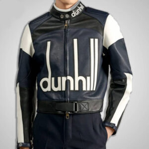 Dunhill Motorbike Racing Black And White Leather Jacket - Image 1