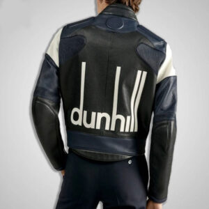 Dunhill Motorbike Racing Black And White Leather Jacket - Image 2