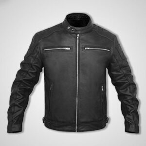 Black Lambskin Leather Biker Style Handmade Jacket - Image 1