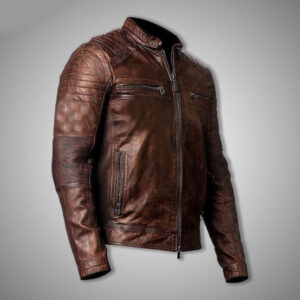 Cafe Race Vintage Brown Genuine Leather Jacket - Image 3