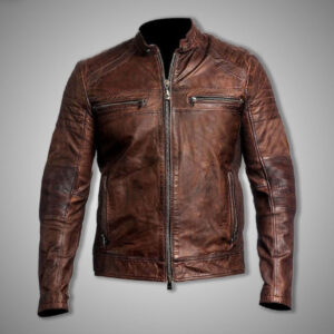 Cafe Race Vintage Brown Genuine Leather Jacket - Image 1