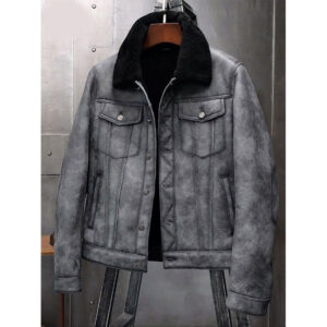 Grey Leather Aviator Flying Jacket - Image 1