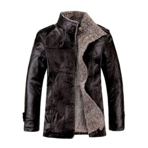 Handmade Winter Real Leather Warm Jacket - Image 5