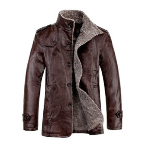 Handmade Winter Real Leather Warm Jacket - Image 6