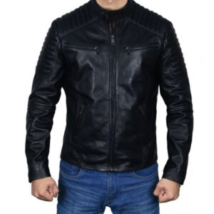 Motorbike Fashionable Handmade Lambskin Leather Jacket - Image 3