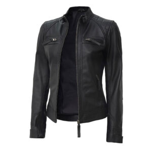 Black Real Lambskin Leather Motorbikes Street Wear Fashionable Jacket - Image 1