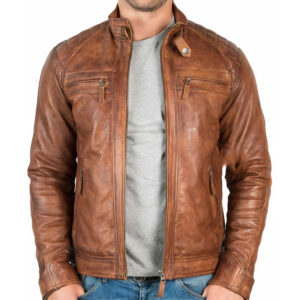 Brown Genuine Sheep Leather Fashionable Jacket - Image 1