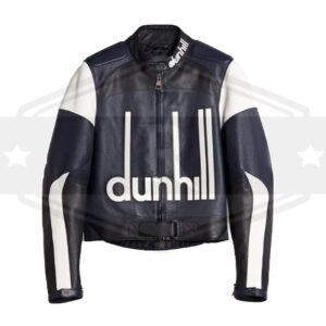 Dunhill Motorbike Racing Black And White Leather Jacket - Image 3