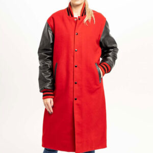 Warm Stylish Wool Varsity Style Leather Sleeves Coat - Image 1